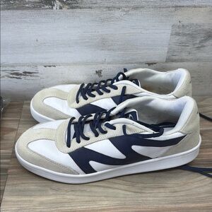 Boombah Men’s Sneakers Navy White Casual Shoes Suede Athletic Trainers 11.5